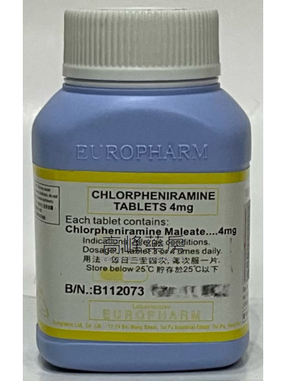 Chlorpheniramine 4mg 1000Tablets
