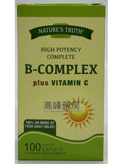 乐陶B杂加C维他命丸Nature’s Truth  B-Complex Plus Vitamin C 100Tablets