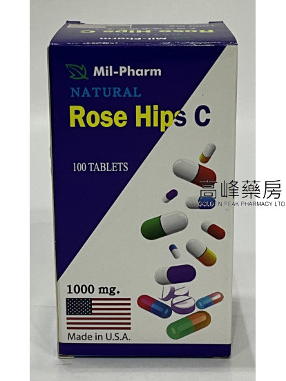 Mil-Pharm美国玫瑰果维生素 C Rose Hips C 1000mg 100Tablets